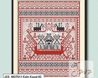 Kain Kapal #3 Ship Cloth Traditional Lampung Motif - PDF Cross Stitch Chart