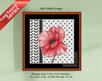 Amapola en punto de cruz - Serie de recaudación de fondos - Gráficos en PDF de descarga instantánea