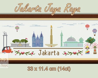 Jakarta Jaya Raya - Jakarta Landmarks PDF Cross Stitch Chart