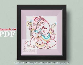 Ganesh/Ganapati/Vinayaka #4 Descarga instantánea PDF Patrón de punto de cruz