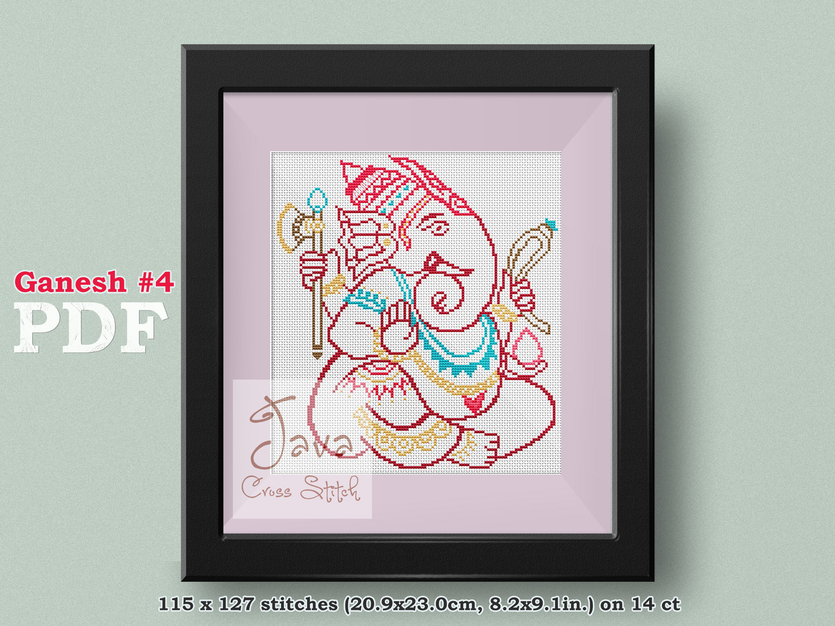 Ganesh/ganapati/vinayaka #4 Instant Download PDF Cross Stitch
