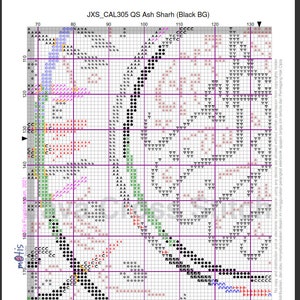 Calligraphy QS Ash Sharh Black Background Instant Download PDF Islamic Cross Stitch Charts image 4