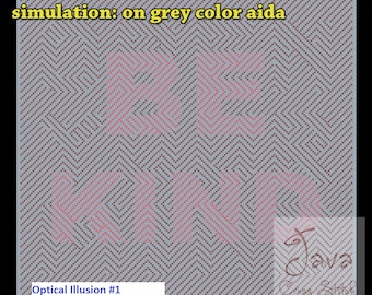 Optical Illusion #1 Be Kind - Open Your Mind Instant Download PDF Cross Stitch Chart