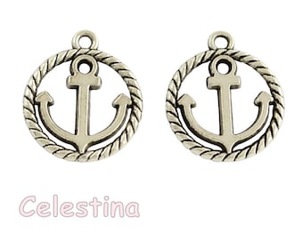 Antique Bronze Ships Anchor /& Chain Charms Pirate 32mm x 27mm NF LF CF TS385