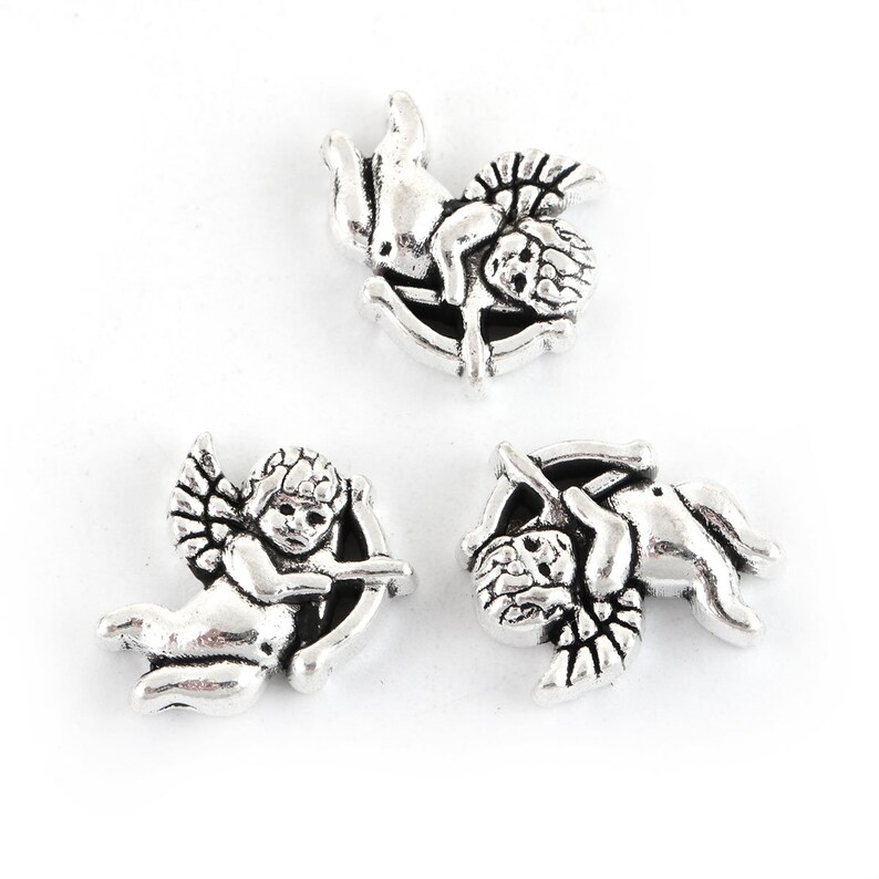 10 x Tibetan Silver ANGEL WITH HALO /& HEART CHRISTMAS Charms Pendants Beads