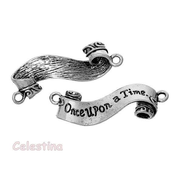 2 Once upon a time connector charms antique silver tone M321