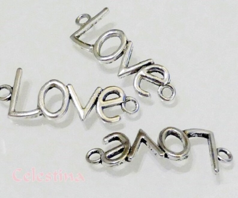 10 x Tibetan Alloy Love Heart Links//Connectors