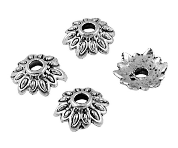 BC48 20 Antique Silver Bead Caps Shell Bead Cones Sea Theme 11mm x 13mm