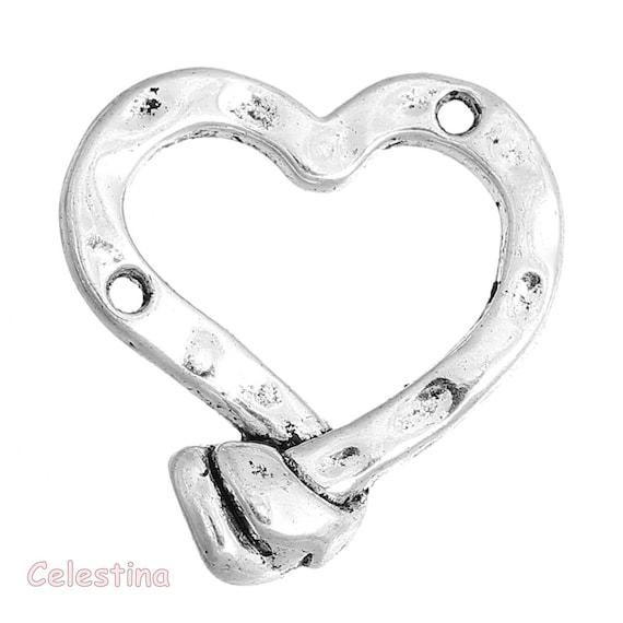 12mm x 10mm Valentine 10 Hearts Charms Love Antique Silver