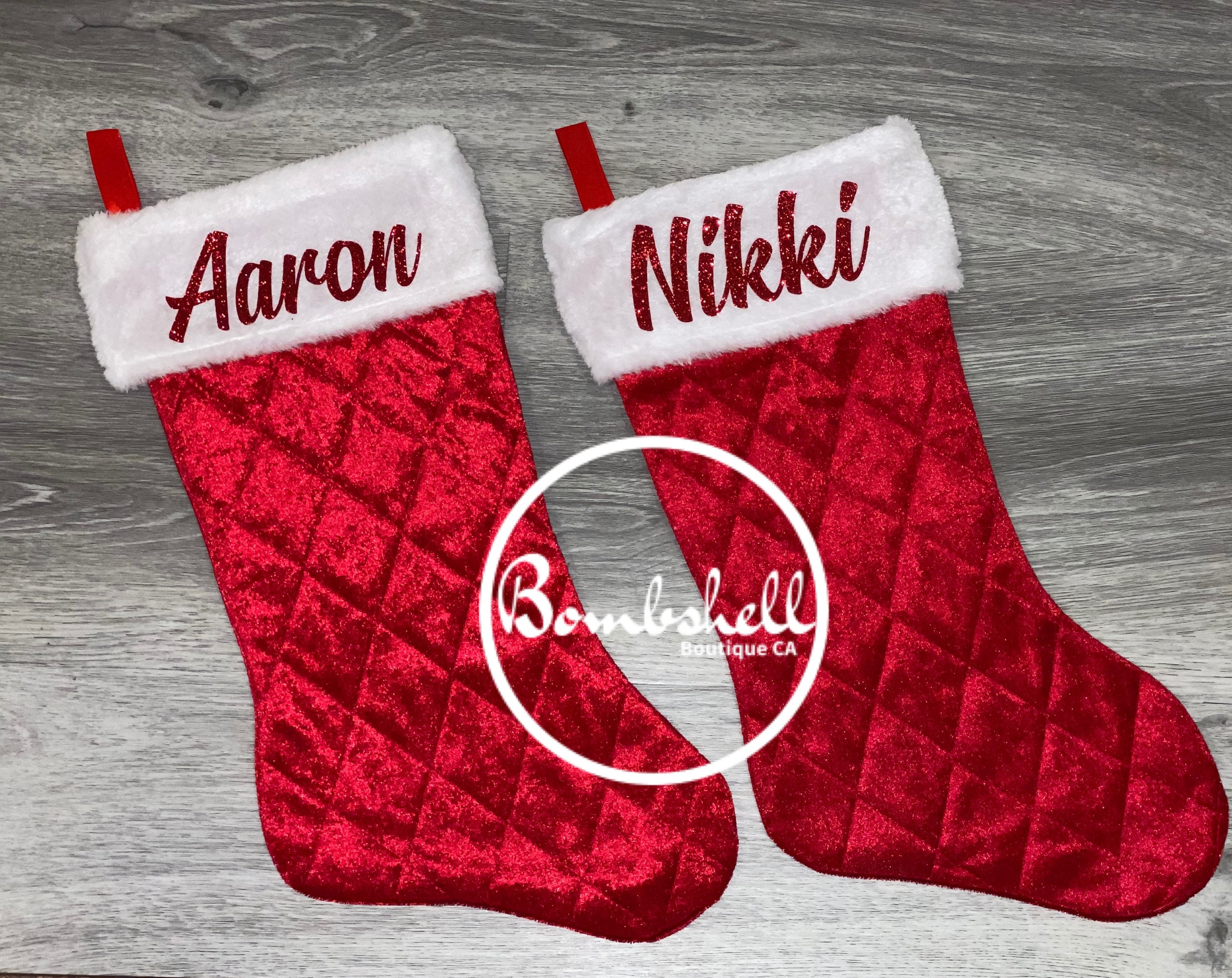 Quilted Pattern Christmas Stockings | Personalized Christmas Stocking…