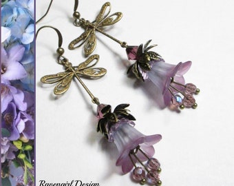 Flower earrings Aqua silk tassel flower with bow tulle