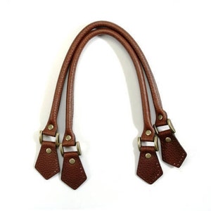 18.2" byhands Embossed 100% Genuine Leather Purse Handles/Bag Strap with Bronze Style Ring (22-4701-E)