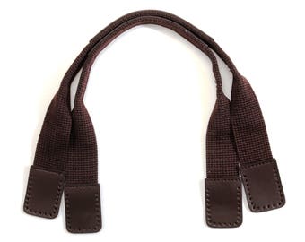 17.7" byhands Webbing Purse Handles/Tote Bag Straps with Leather Tab (24-4503)