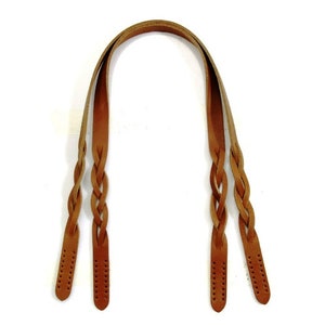 24.9&quot; byhands Genuine Leather Braid Style Shoulder Bag Straps, Purse Handles, Tan (40-6301)