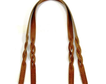 24.9" byhands Genuine Leather Braid Style Shoulder Bag Straps, Purse Handles, Tan (40-6301)