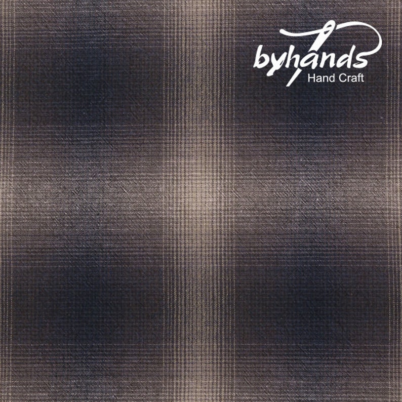 Yarn Dyed Fabric Byhands Cotton Deep Gradation Checkered Pattern, Purple EY20104-C 1 yard