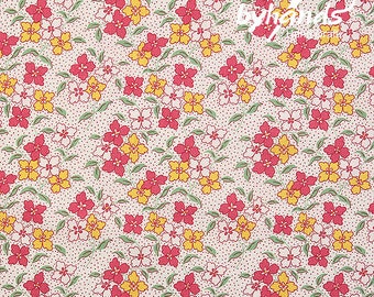 Tissu de style Feedsack - Byhands Iris Feedsack Couleur Imprimé Tissu - Rose Jaune (FL04-014)