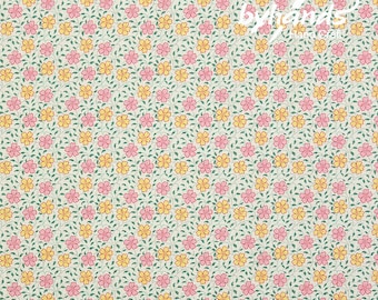 Feedsack Style Fabric - Byhands Cosmos Feedsack Color Printed Fabric - Ivory (FL04-015)