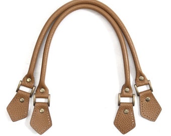 18.8" byhands Embossed Genuine Leather Purse Handles, Bag Strap with Bronze Style Ring (22-4701)