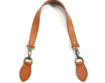 24" byhands Genuine Leather Purse Handle, Shoulder Bag Strap with Bronze Style Hook (32-6103)