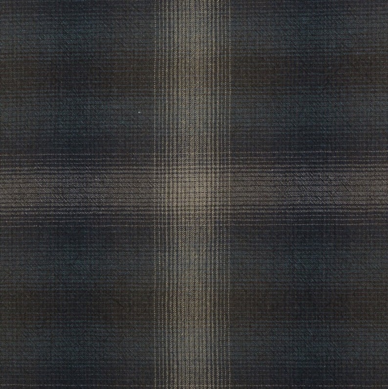 Yarn Dyed Fabric Byhands Cotton Deep Gradation Checkered Pattern, Blue Gray EY20104-B Half Yard
