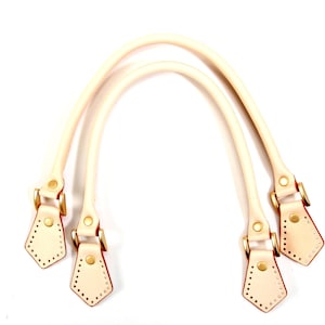 18.2 byhands 100% Genuine Leather Purse Handles/Bag Strap with Gold Style Ring, Ivory 22-4701-IV image 1