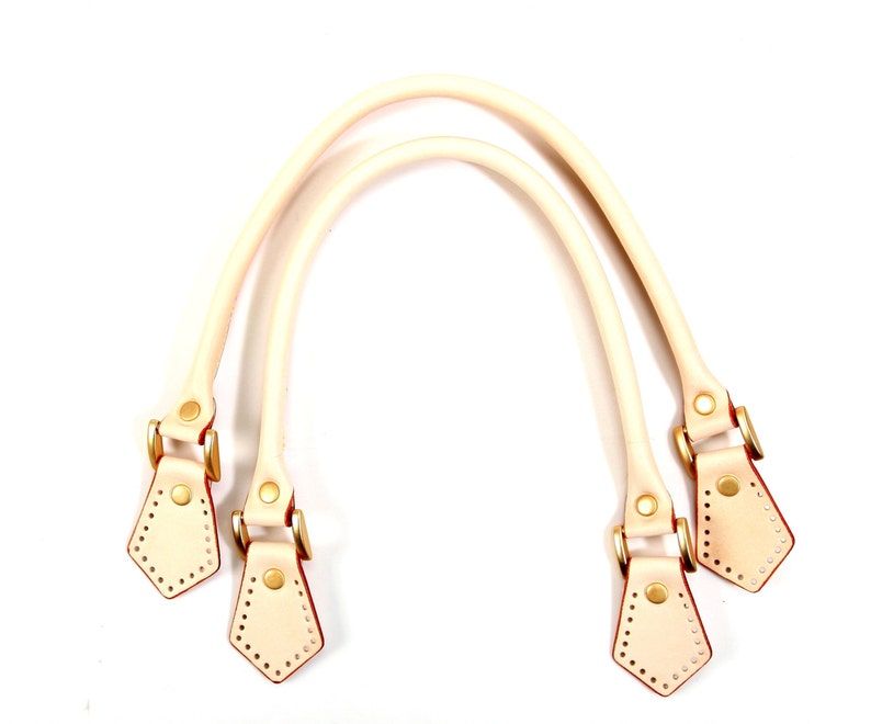 18.2 byhands 100% Genuine Leather Purse Handles/Bag Strap with Gold Style Ring, Ivory 22-4701-IV image 1