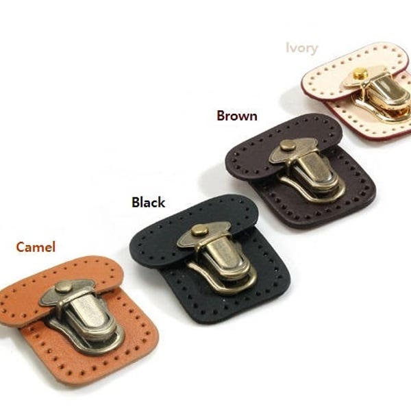 byhands Bag Closure Catch Tuck Lock Clasp, Genuine Leather, 1.96"