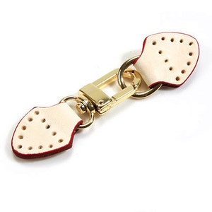 byhands Swivel Hook Gold Style Ring on 100% Genuine Leather Tab (18-1811-G)