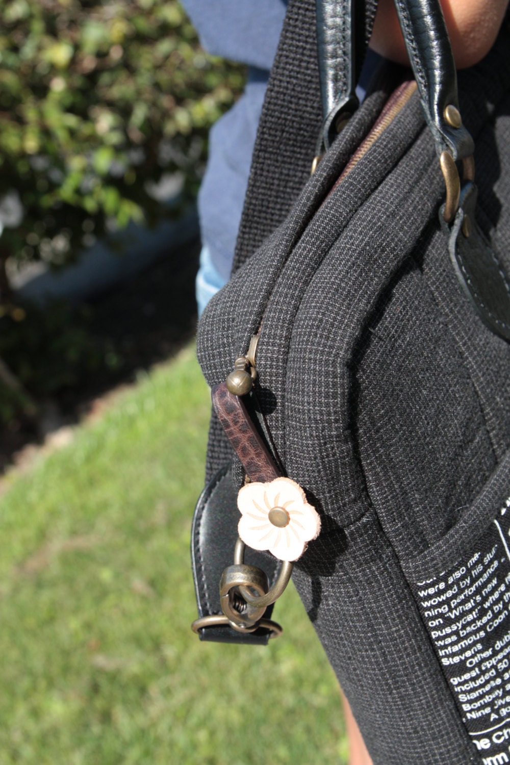 33.4 ~ 52.7 byhands Adjustable Webbing Crossbody Bag Strap with 100%  Genuine Leather Tab (44-1421)