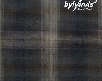 Yarn Dyed Fabric - Byhands Cotton Deep Gradation Checkered Pattern, Blue Gray (EY20104-B)