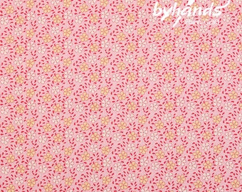 Feedsack Style Fabric - Byhands Cosmos Feedsack Color Printed Fabric - Pink (FL04-015)