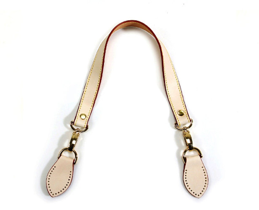 18.2 byhands 100% Genuine Leather Purse Handles & Bag Strap with Gold Style Ring, Ivory (22-4701)