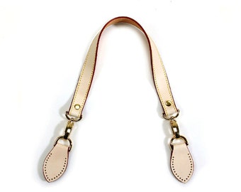 24" byhands Ivory Genuine Leather Shoulder Bag Strap/Purse Handle with Gold Style Hook (32-6103-IV)