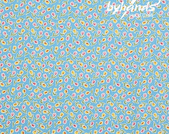 Feedsack Style Fabric - Byhands Tulip Feedsack Color Printed Fabric - Blue (FL04-012)