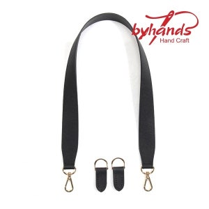 32.5&quot; byhands Premium Saffiano Pattern Genuine Leather Wide Shoulder Bag Strap w/Gold Style Ring (40-8003)