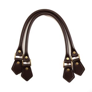 18,8 &quot;byhands 100% echtes Leder Geldbörse Griffe, Einkaufstasche Riemen mit Bronze Style Ring (22-4701)