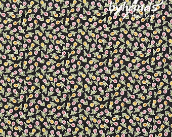 Feedsack Style Fabric - Byhands Tulip Feedsack Color Printed Fabric - Black (FL04-012)