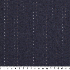 Yarn-Dyed Fabric - Byhands 100% Cotton Yarn Dyed Fabric - Line Stitch Pattern, Blue Indigo (EY20089-B)