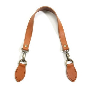 24&quot; byhands Genuine Leather Shoulder Bag Strap, Bronze Style Ring, Camel (32-6103)