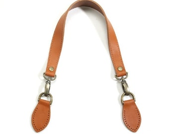 24" byhands Genuine Leather Shoulder Bag Strap, Bronze Style Ring, Camel (32-6103)