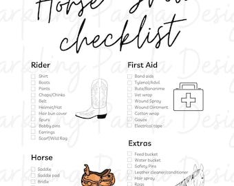 Printable Checklist Rodeo Western Horse Show Checklist PDF - Etsy