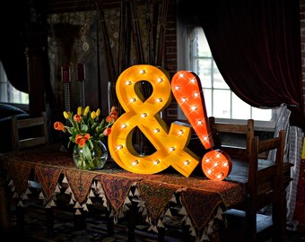 Marquee letter, marquee sign, Lighted Metal MARQUEE SIGN, Marquee Light Fixture: Modern Style Ampersand "&" Sign