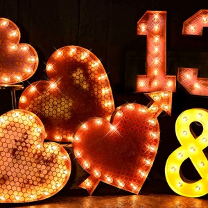 Neon Signs, neon, Marquee heart, wedding sign, Lighted MARQUEE SIGN, Marquee Letter Fixture: Vintage Style Heart marquee sign image 4