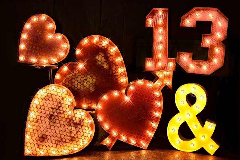 Neon Signs, neon, Marquee heart, wedding sign, Lighted MARQUEE SIGN, Marquee Letter Fixture: Vintage Style Heart marquee sign image 4