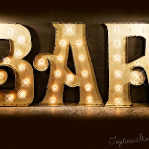 BAR Marquee Signs, Marquee letters, Marquee Lights, Vintage Marquee Sign, Marquee Letter Fixture: Marquee Lighted BAR Sign