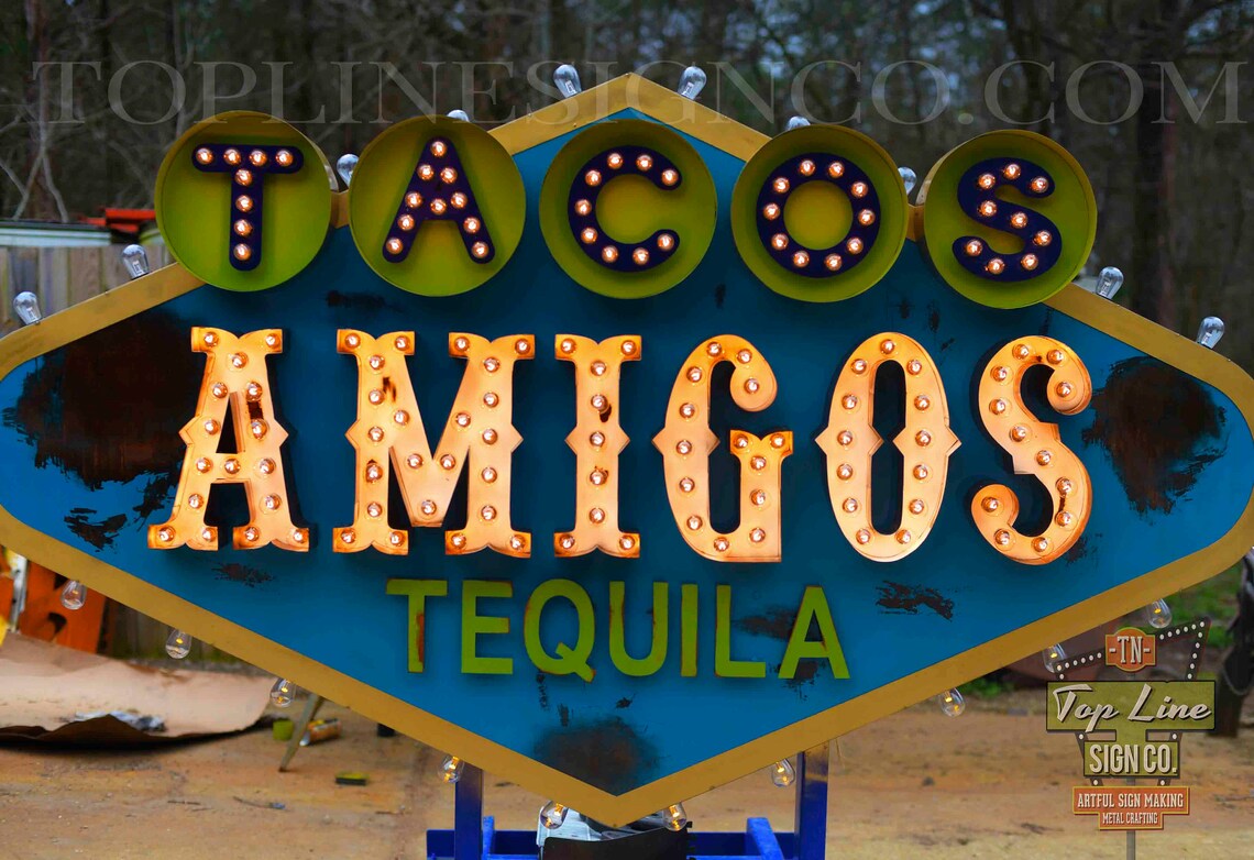 Custom Signs Las Vegas Sign Restaurant Signs Custom Marquee Etsy