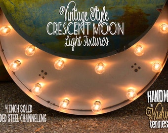 Marquee Star, Marquee Crescent, Marquee Letter, Lighted Metal MARQUEE SIGN Marquee Light Fixture: Channelled Crescent Moon Sign