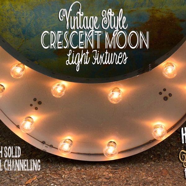 Marquee Star, Marquee Crescent, Marquee Letter, Lighted Metal MARQUEE SIGN Marquee Light Fixture: Channelled Crescent Moon Sign