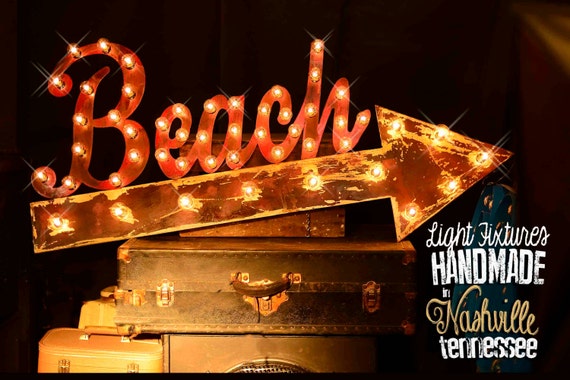 Beach Marquee Sign Lighted Metal MARQUEE SIGN Marquee Light